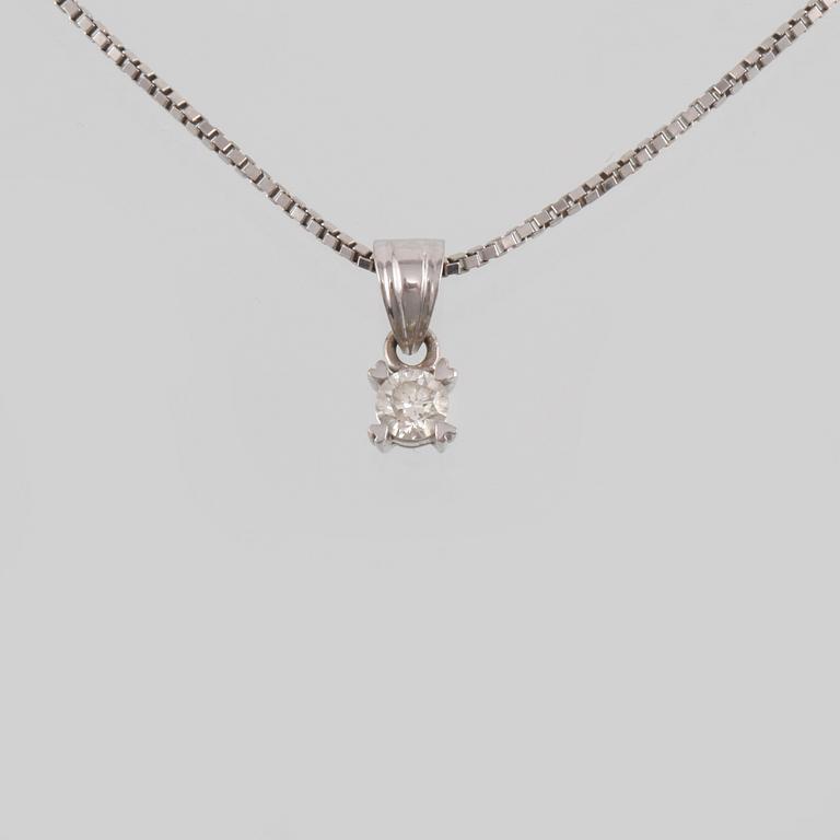 HÄNGE, 18K vitguld med briljantslipad diamant ca 0.20 ct. Vikt 4,2 gram.