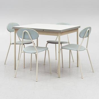 A table and four chairs, mid-20th Century.