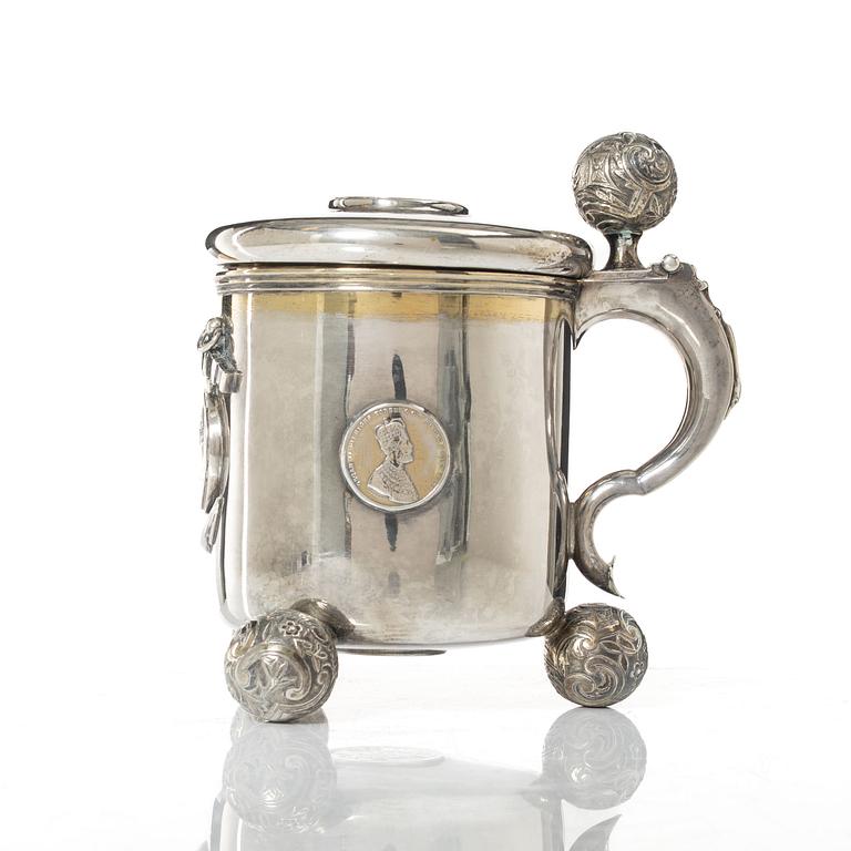 A Swedish parcel gilt silver tankard, mark of Johan Westerlind, Malmö 1896.