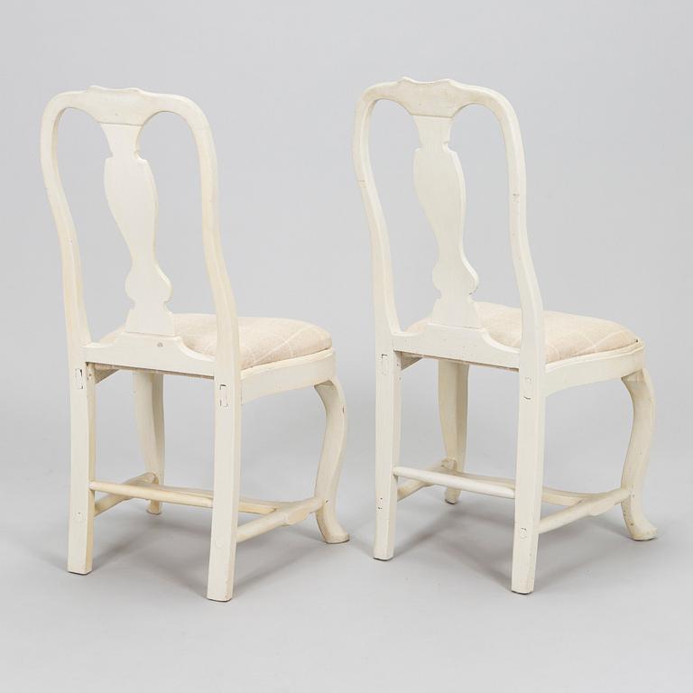 A pair of Swedish Rococo chairs, mid-18th century.