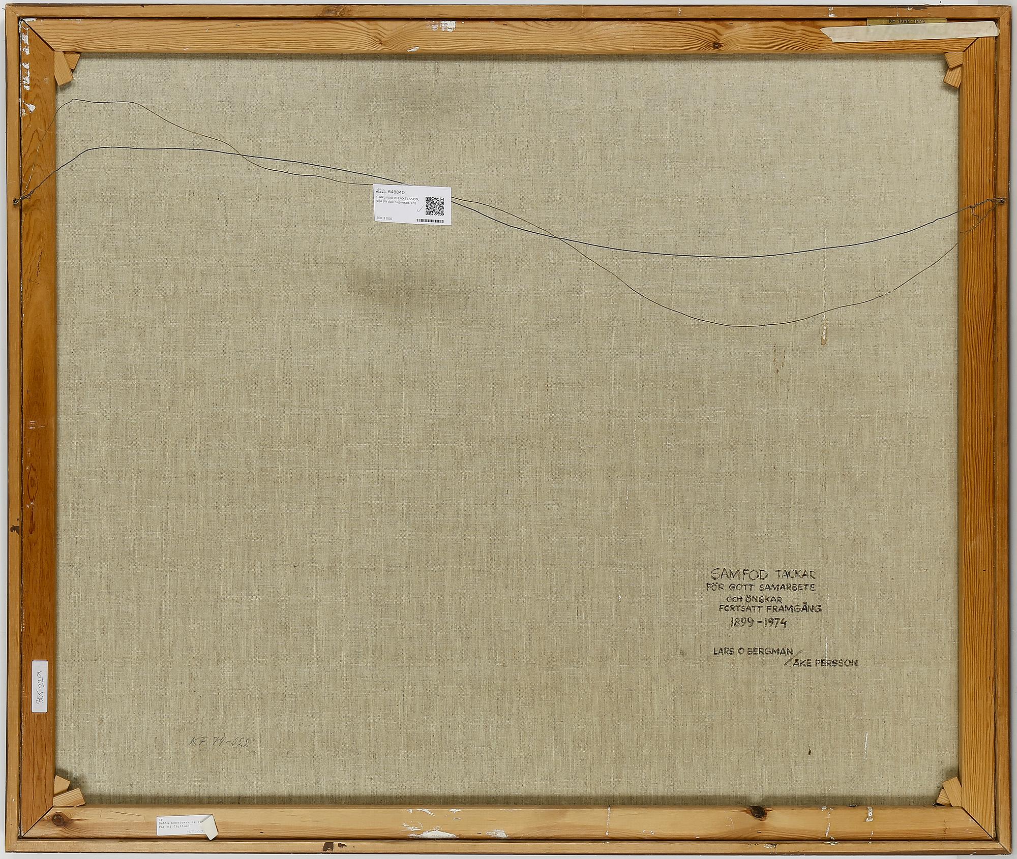 CARL-ANTON AXELSSON, olja på duk. Signerad.