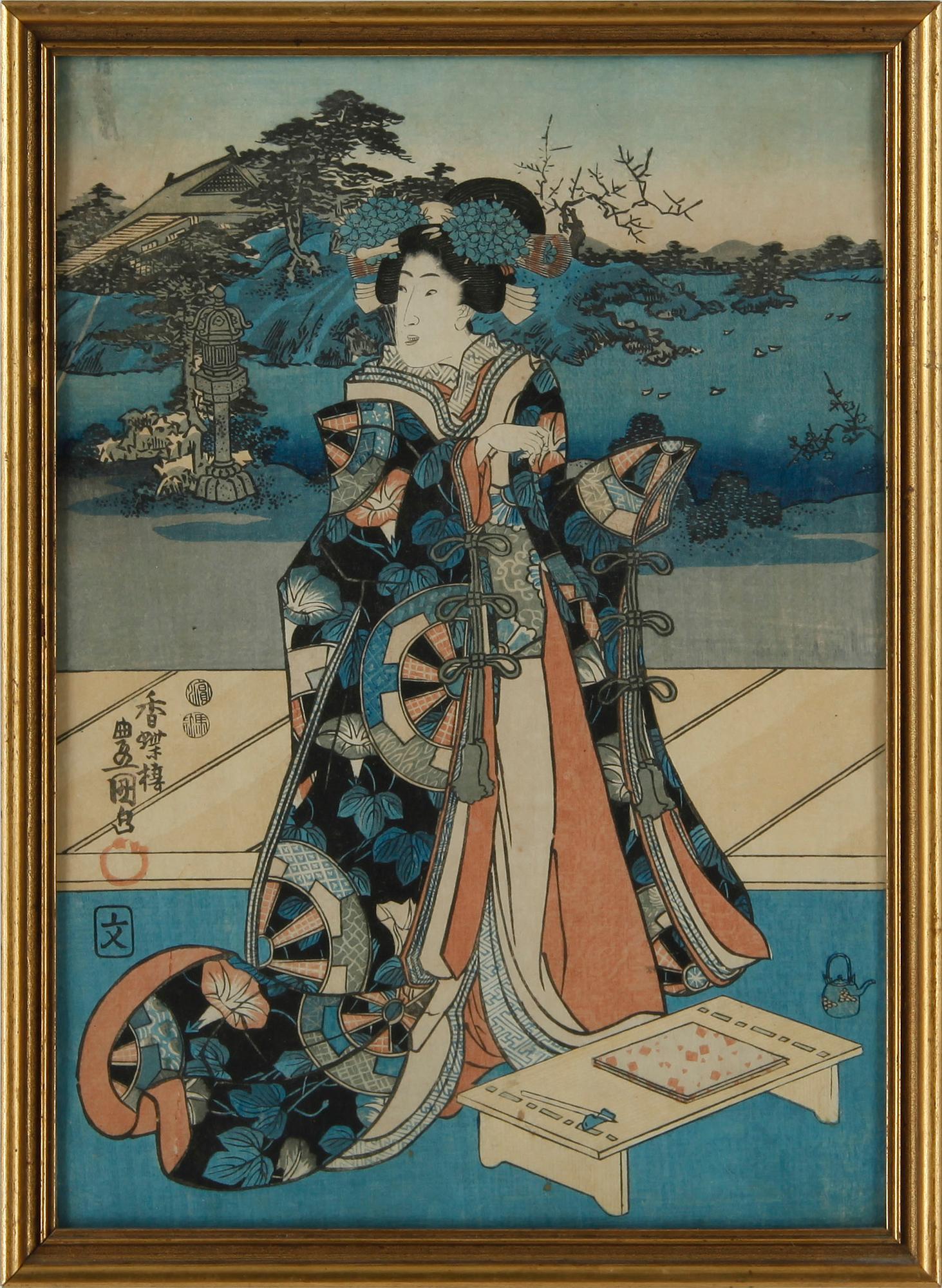 TOYOKUNI IV, träsnitt. 3 st. Japan.