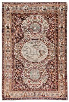421. An antique Kirman Laver rug, Southern Persia, c. 192 x 122 cm.