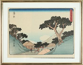 OKÄND KONSTNÄR, 2 st, kolorerade träsnitt, Japan, 1800-/1900-tal.