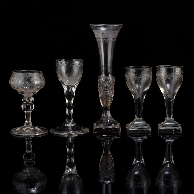 Five 18th and 19th century glasses.