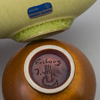 BERNDT FRIBERG, a stoneware vase and bowl from Gustavsberg studio, the vase signed.