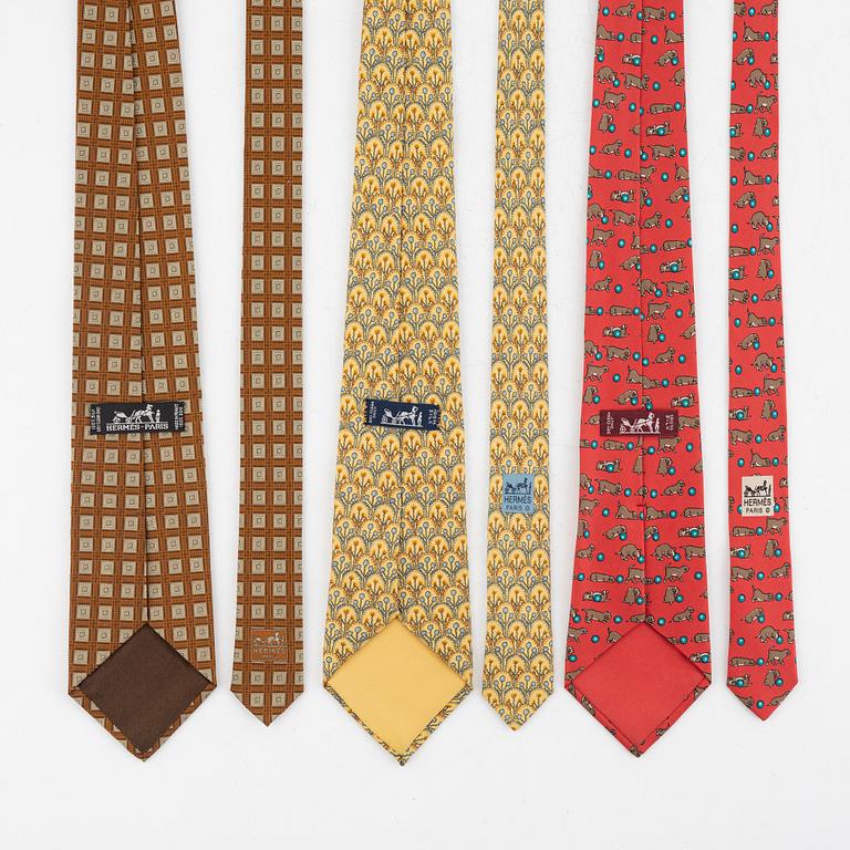 Hermès, three silk ties.