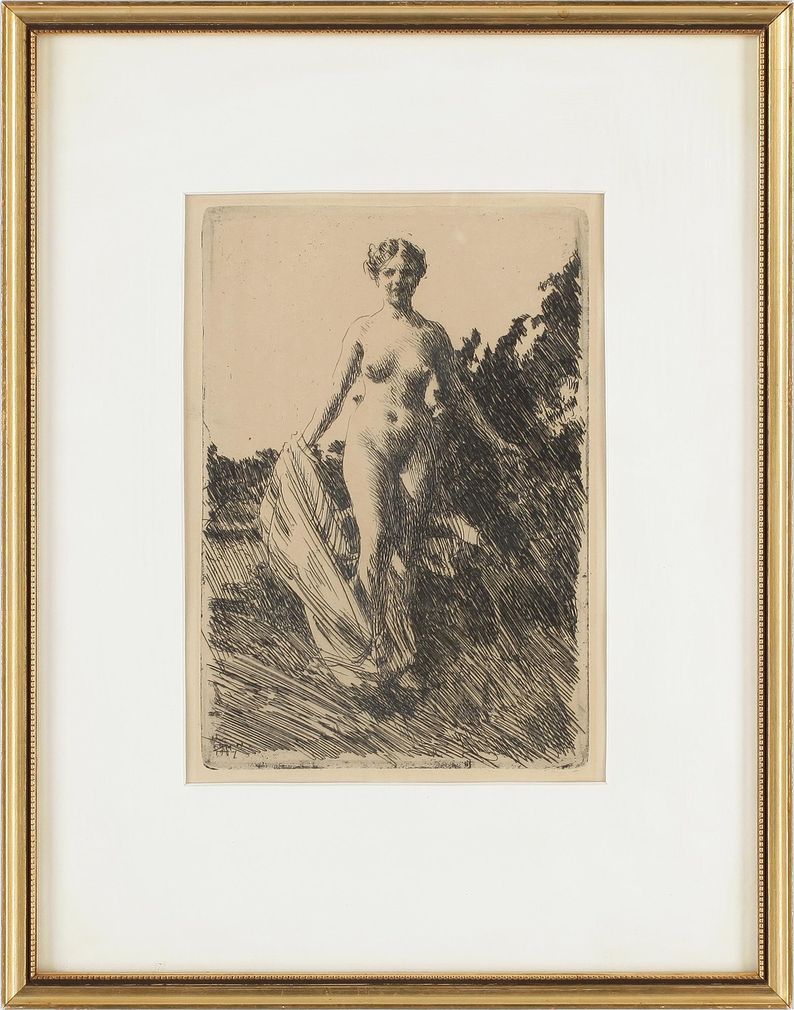 ANDERS ZORN, etsing, sign o dat i plåten 1907.