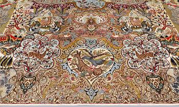A Kashmar carpet, approx. 391 x 393 cm.