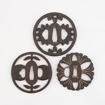 Five Iron tsubas, Japan, Edo period.