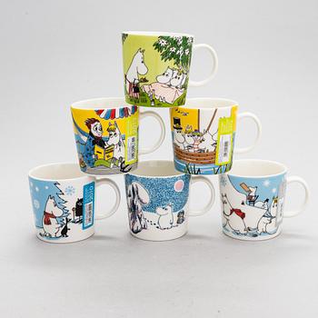 A 6-piece set of Seasonal Moomin mugs, vitro porcelain, Moomin Characters, Arabia.