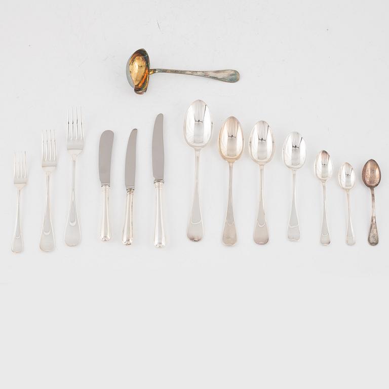 A 131-pice silver flat wear set, "Svensk Rund", GAB & C.G.Hallberg, Sweden, 1952-1990.