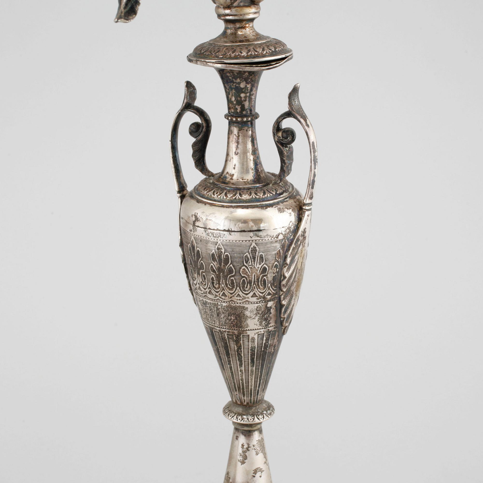 GUSTAF MÖLLENBORG, kandelabrar, ett par, silver, Stockholm, 1875.