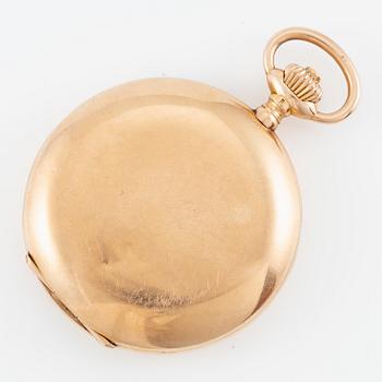 IWC, pocket watch, hunter, 14K gold, 52 mm.
