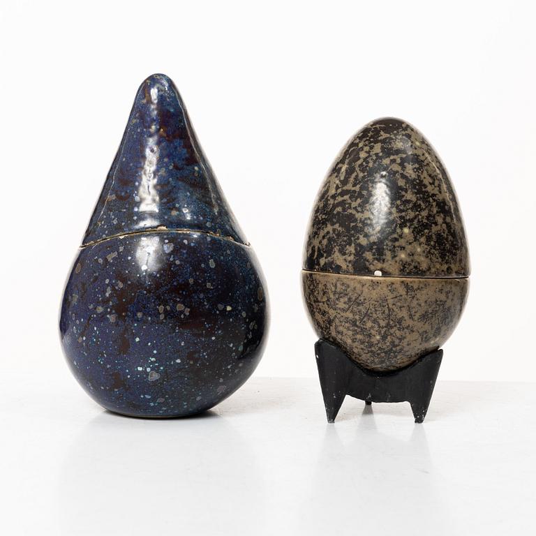 Hans Hedberg, two lidded jars, Biot, France,