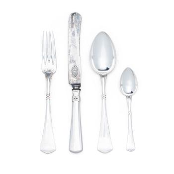 409. A Swedish 24 piece silver-cutlery set, mark of C.G. Hallberg, Stockholm 1907-1923.