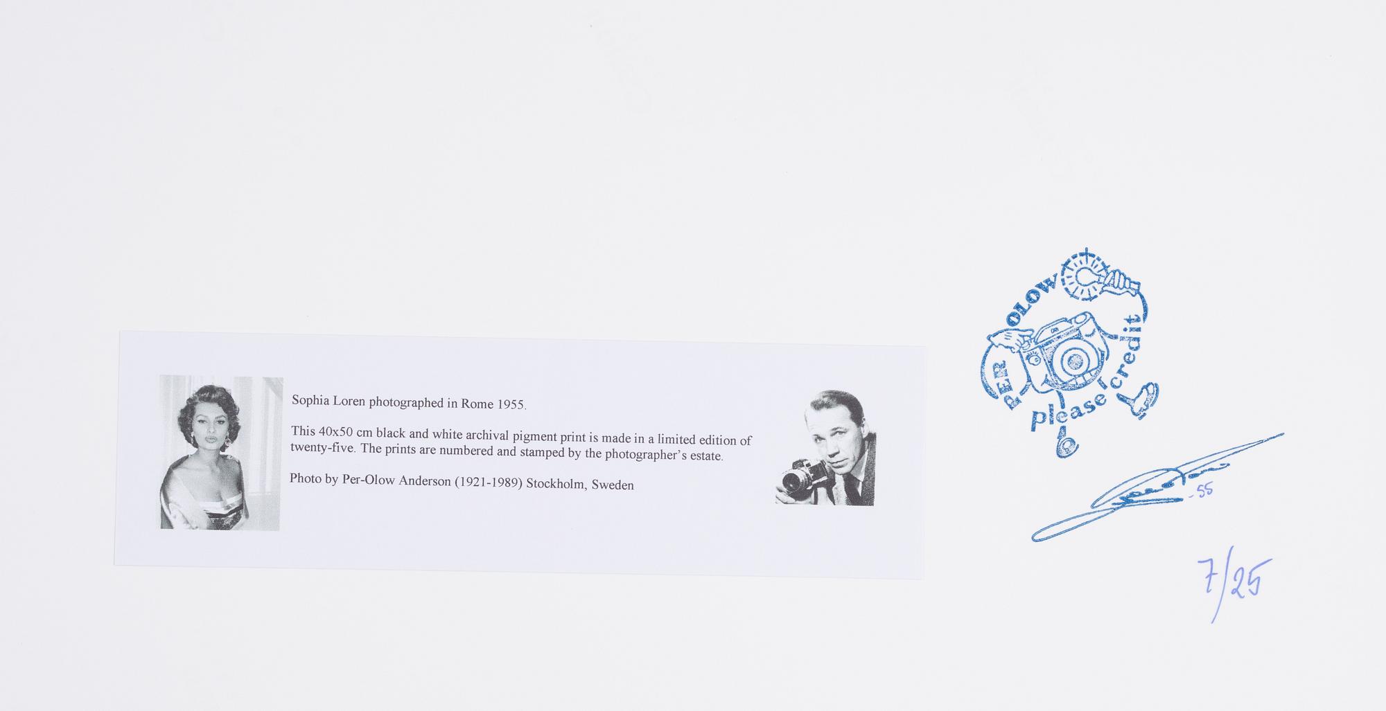 Per-Olow Anderson, "Sophia Loren photographed in Rome 1955".