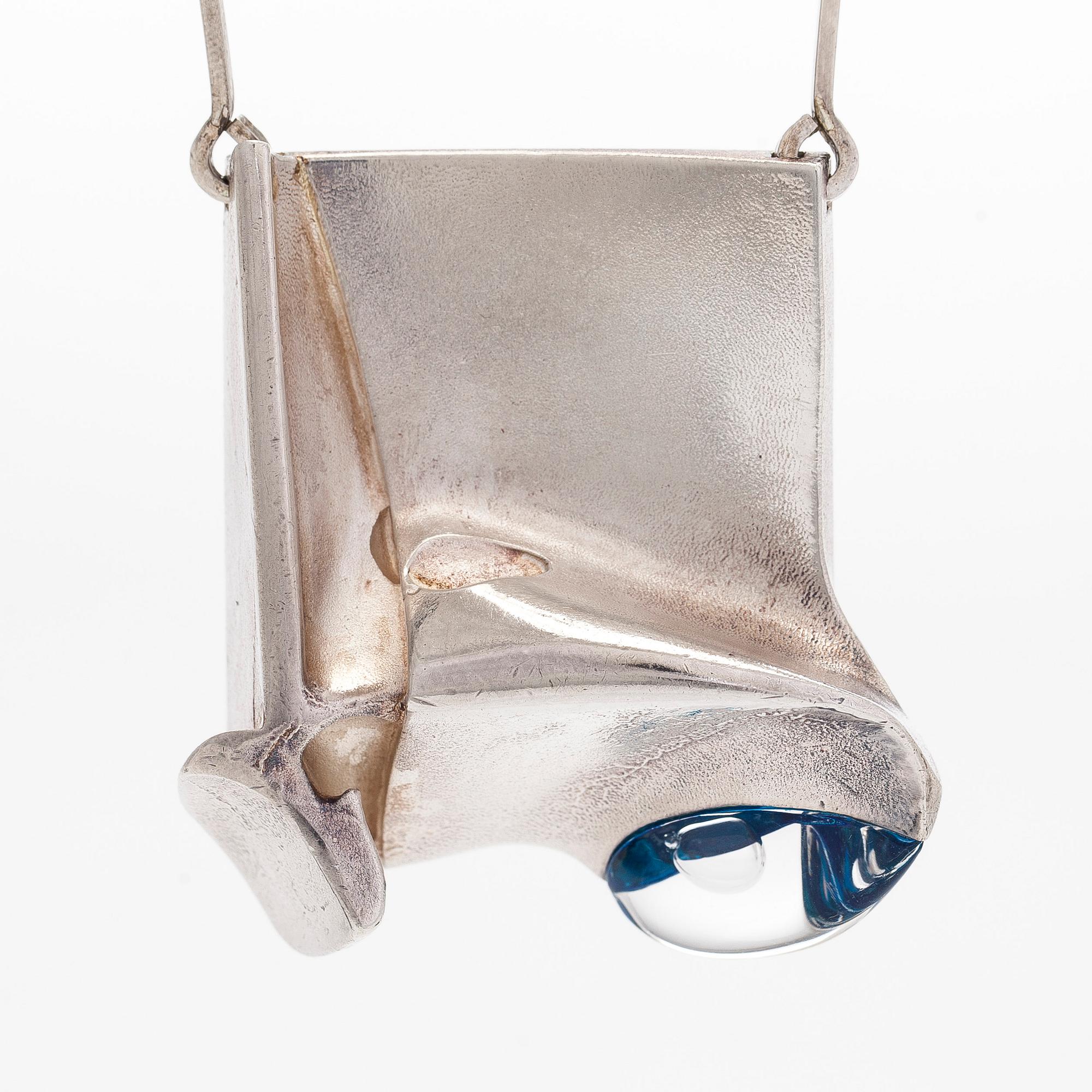 Björn Weckström, necklace, “Monolit”, silver, acrylic, Lapponia, 1973.