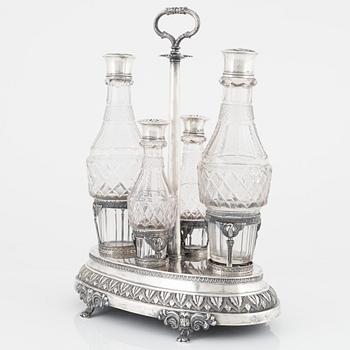 A Swedish Silver and Glass Table Centerpiece, mark of Gustaf Folcker, Stockholm 1821.