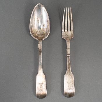 A Swedish 19th century silver travel cutlery set, mark of Gustaf Mollenborg, Stockholm 1844.