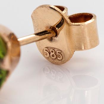 Earrings, 14K gold with peridots.