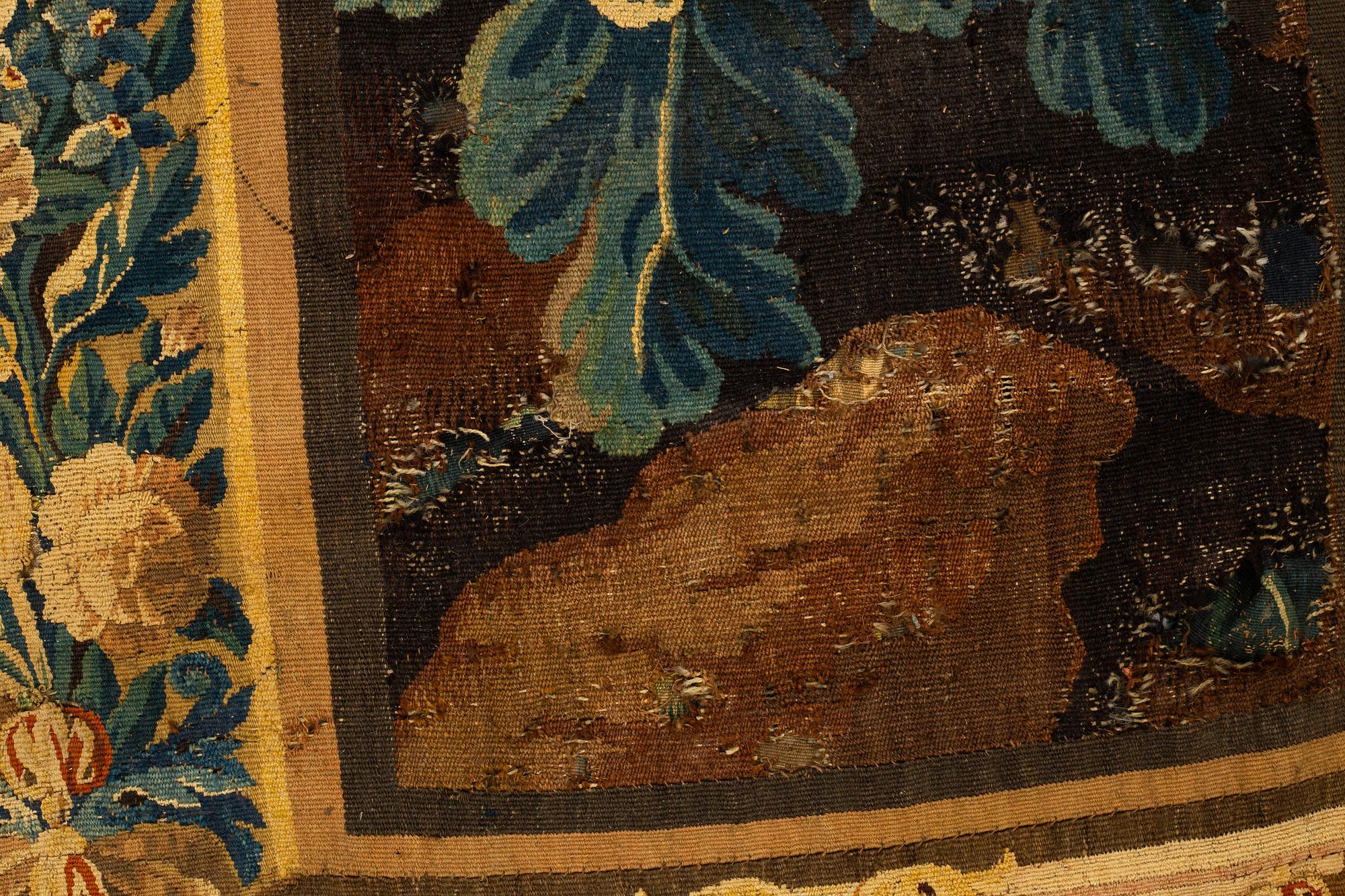 A tapestry, "Verdure", tapestry weave, "entre-fenêtre", Aubusson around 1700-first half of the 18th century.