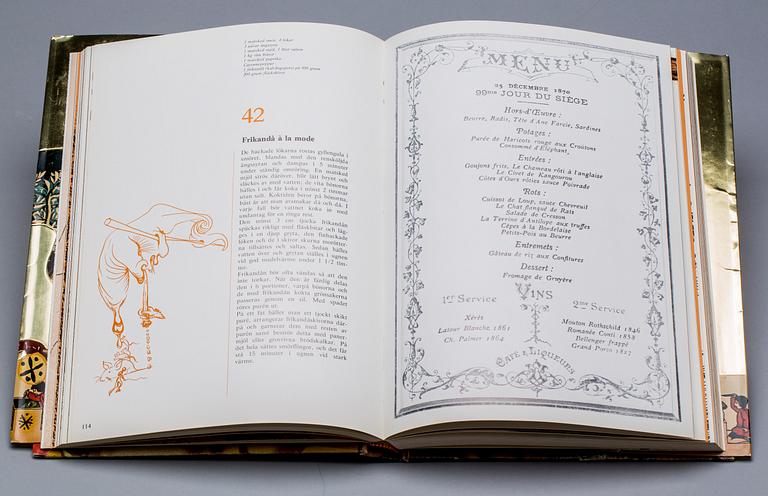 BOK, Salvador Dali, "Dinéerna med Gala. Salvador Dalis kokbok", numrerat ex 632/999.