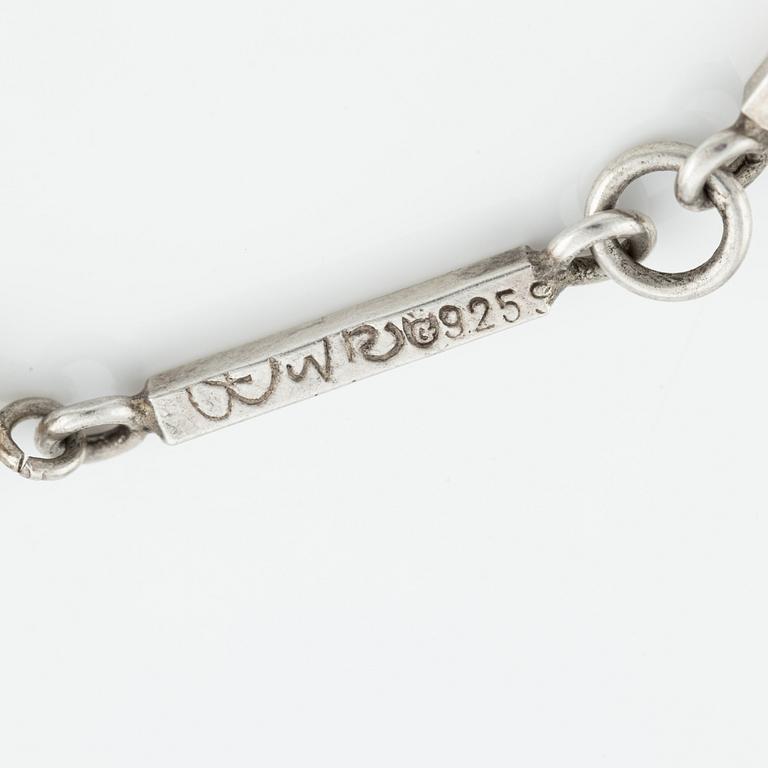 Set with necklace, bracelet, and earrings, silver.