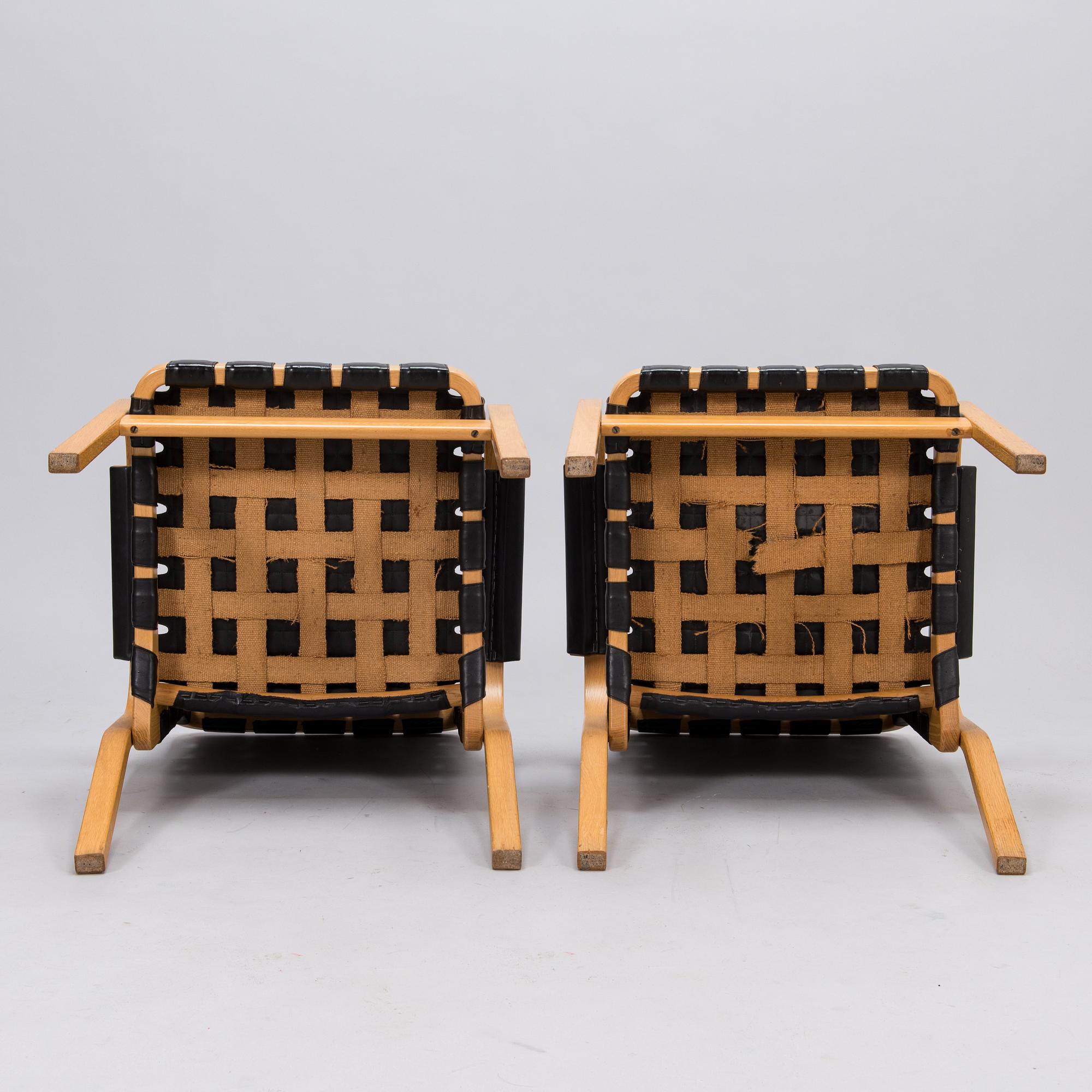 ALVAR AALTO, four late-20th-century '45' armchairs for Artek.