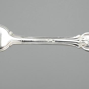 BESTICK, 12 delar, silver, bla. Gustaf Möllenborg, Stockholm 1856. Total vikt ca 1040 gram.