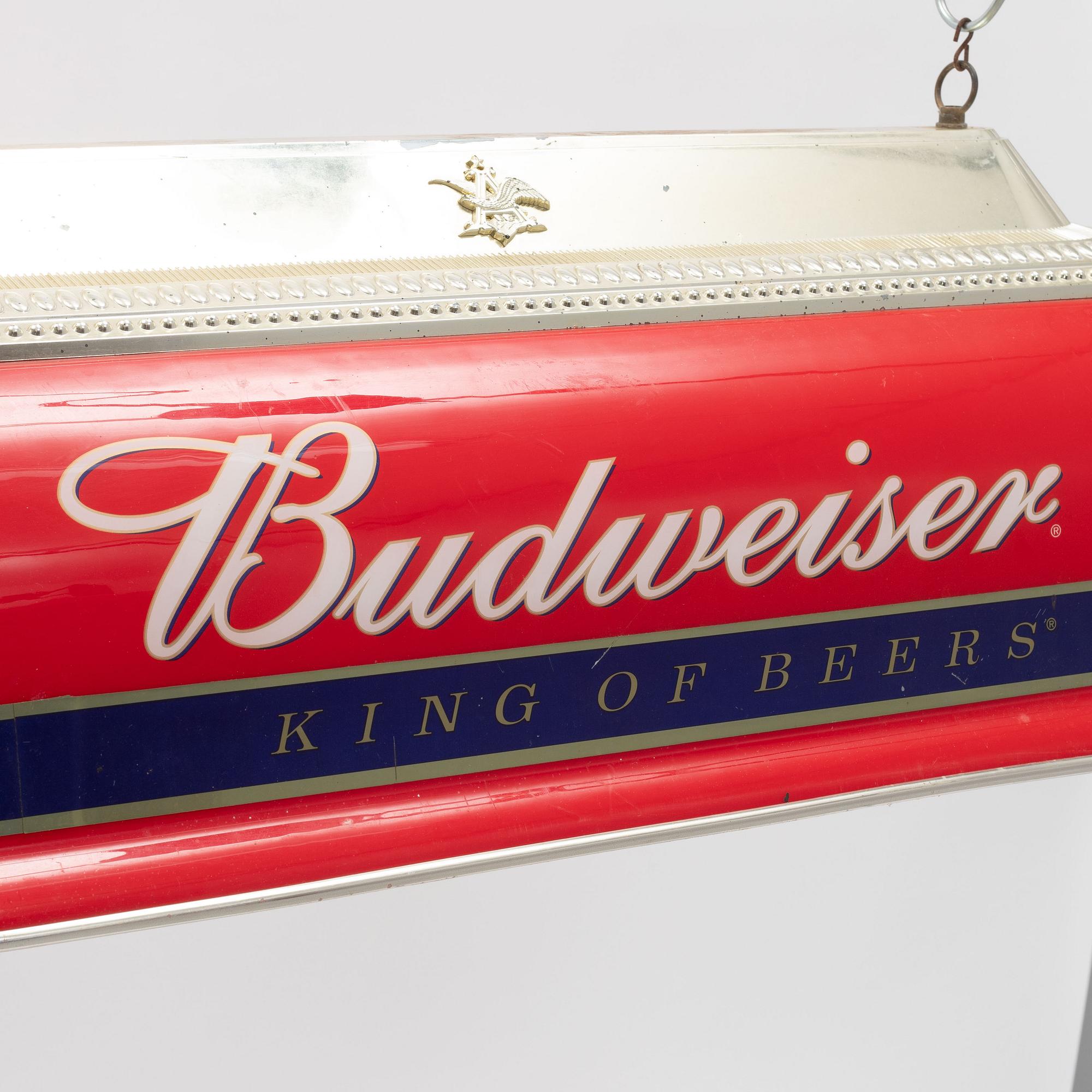 Ceiling lamp, marked Budweiser, late 20th century.