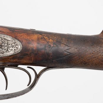 Percussion gun, double barreled, second part of the 19th century.
