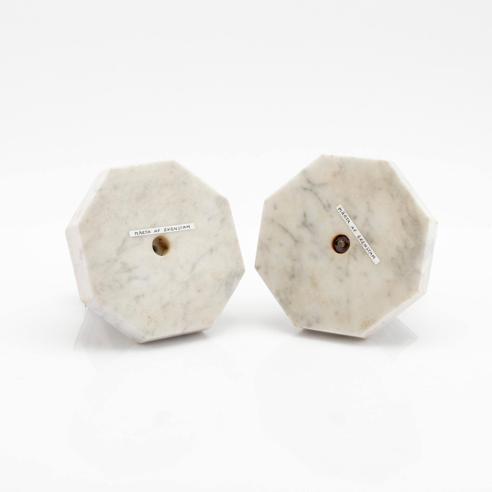 Märta af Ekenstam, ljusstakar, ett par, silver, Malmö, 1919.