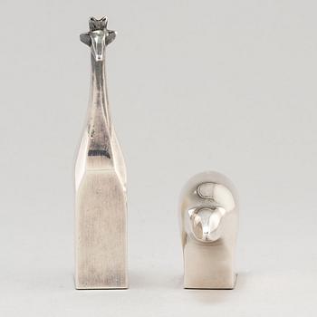 GUNNAR CYRÉN, two silverplated zinc figurines, Danish Design.