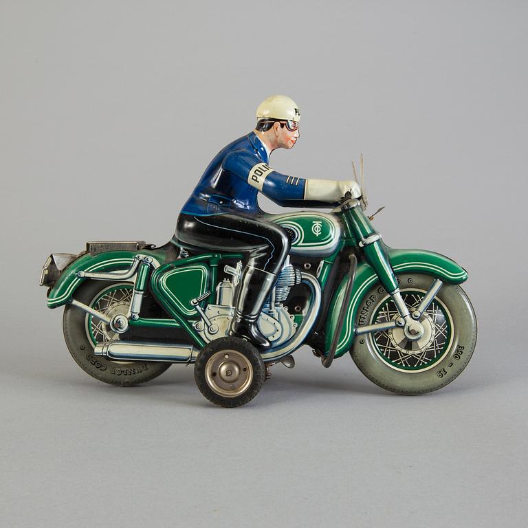A Tipp & Co tinplate police motorcycle, Germany, 1955-62.