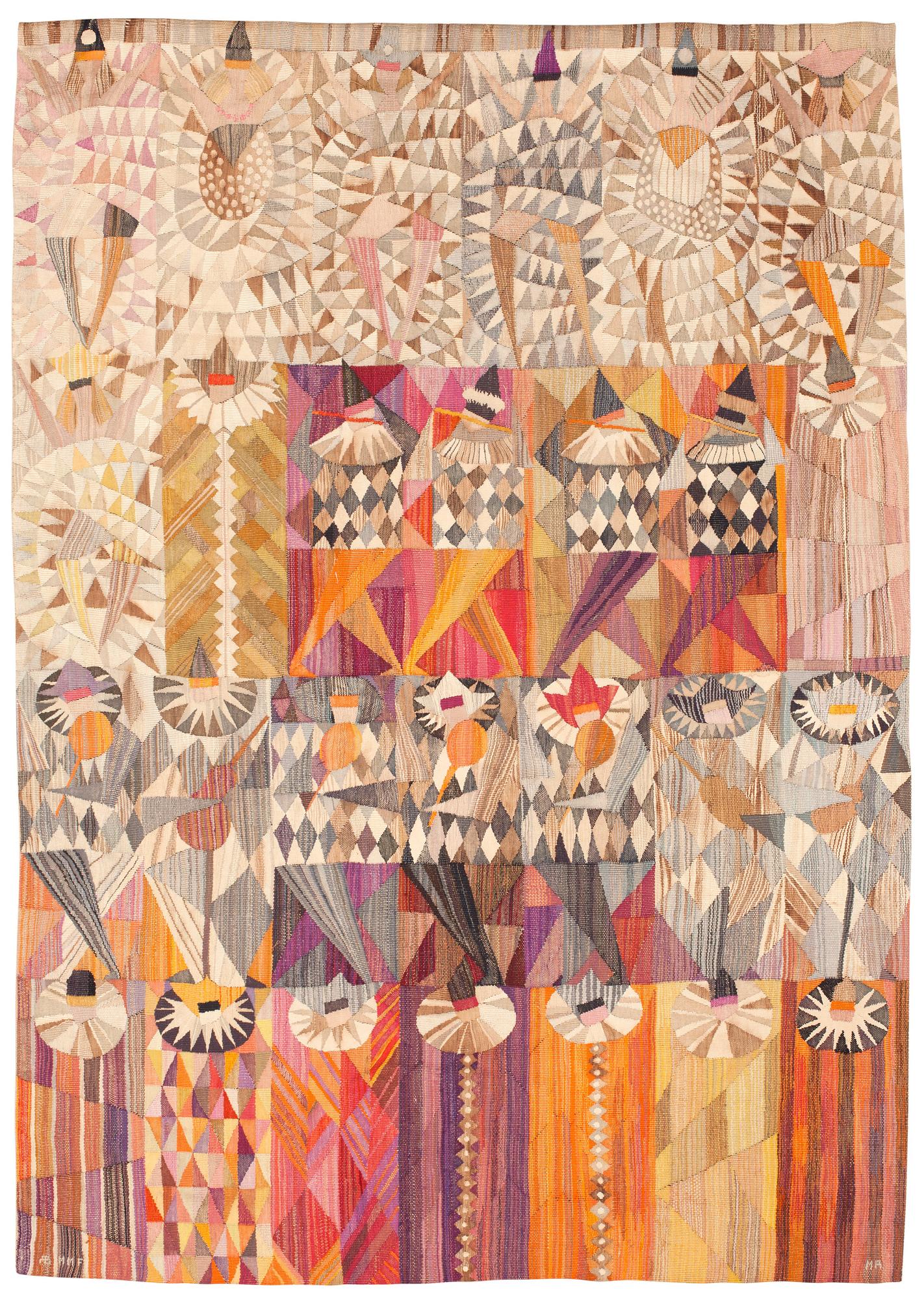 TAPESTRY. "Karneval". Tapestry weave variant (gobelängvariant). 230 x 160,5 cm. Signed AB MMF MR.