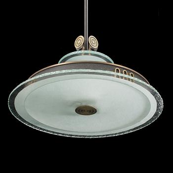 A 1920s art déco ceiling light.