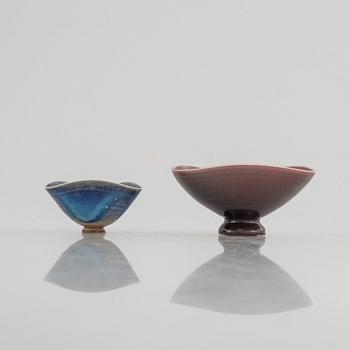 Berndt Friberg, skålar, 2 st, stengods, Gustavsbergs Studio, 1971-75.