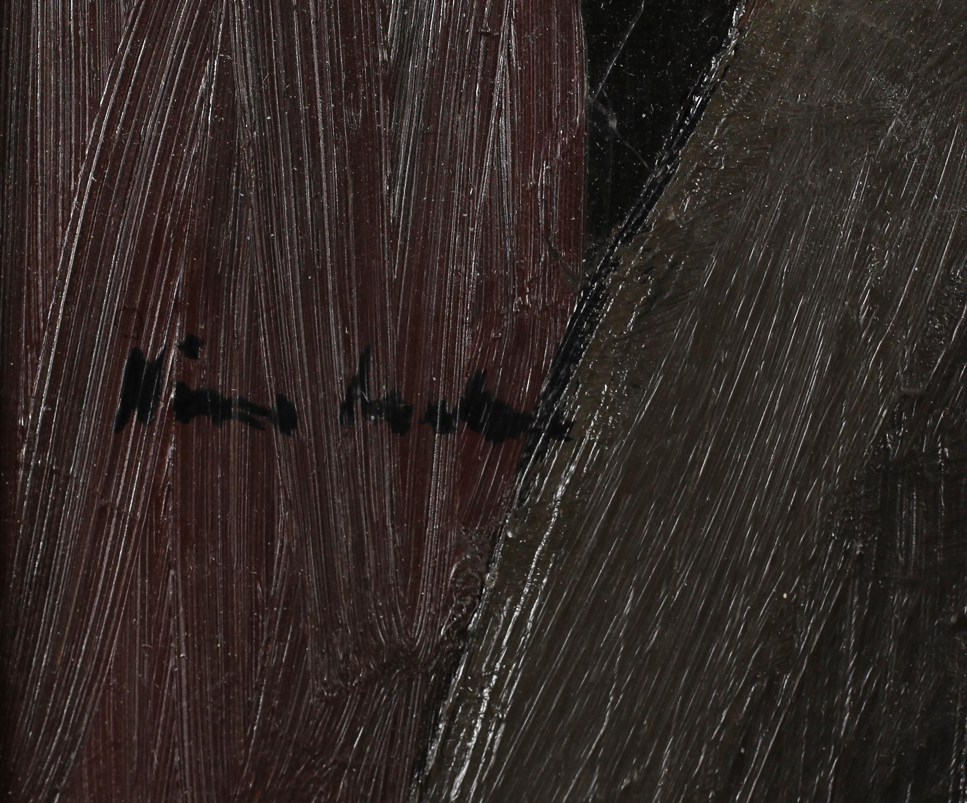 OIDENTIFIERAD KONSTNÄR, olja på pannå, otydligt signerad.