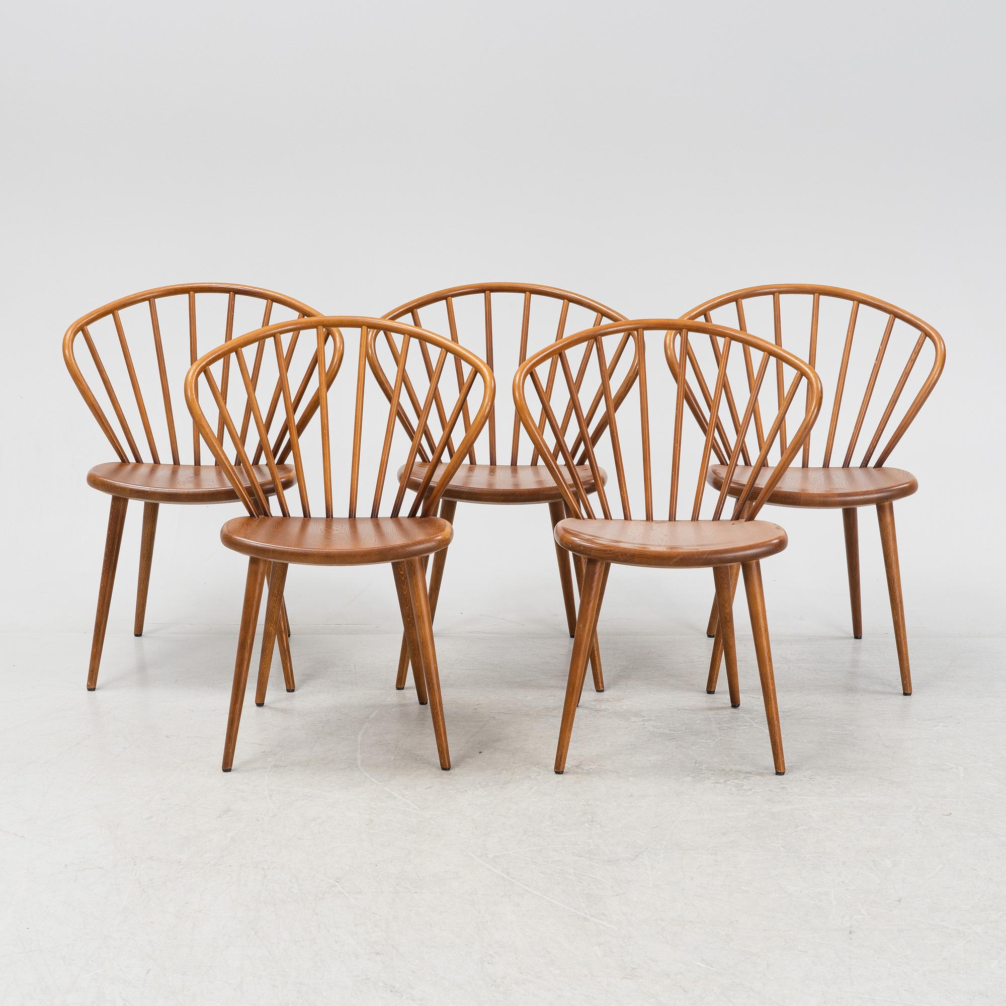 A set of five stained oak 'Miss Holly' chairs by Jonas Lindvall for Stolab, dated 2019.
