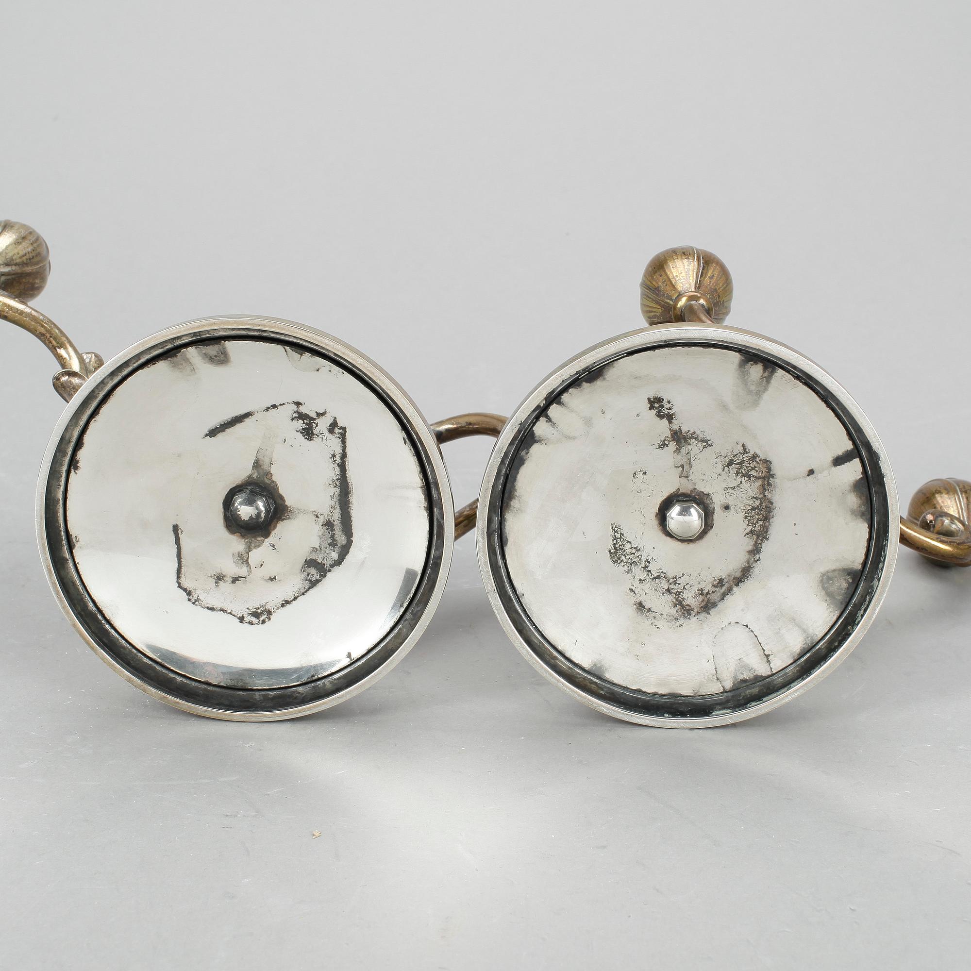 LJUSSTAKAR, ett par, W A Bolin, silver, 1950.