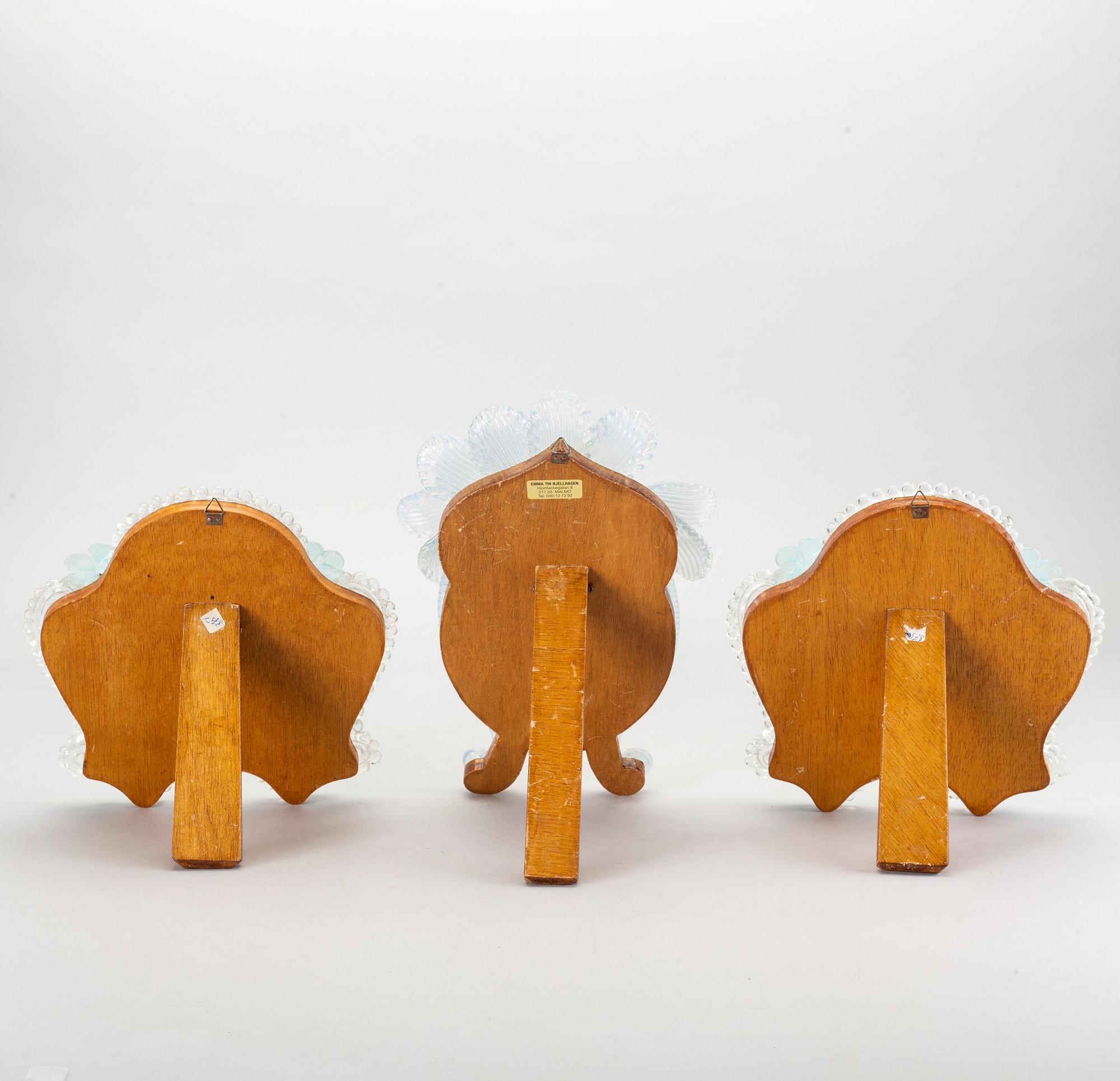 Three mid 20th century table mirrors from Murano, Venice Italy.
