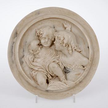 VÄGGRELIEF, sannolikt alabaster, Italien, otydlig signatur, daterad 1848.