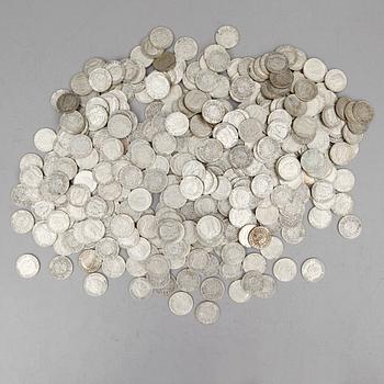 SAMLING SILVERMYNT, enkronor, Gustaf V, 1910-1941. Vikt ca 3000 gram.