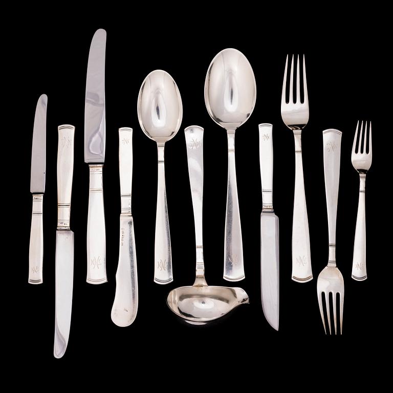 JACOB ÄNGMAN, a 102-piece silver cutlery set 'Rosenholm' for GAB Stockholm 1937.