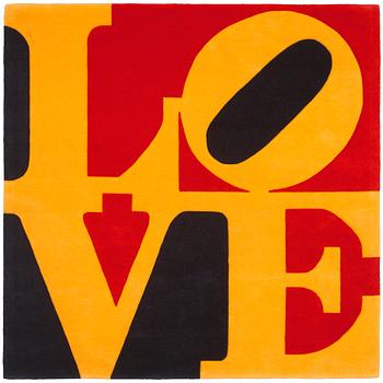 Robert Indiana, MATTA. "German Love", Chosen love. Handtuftad 1995. 183 x 183,5 cm. Robert Indiana.