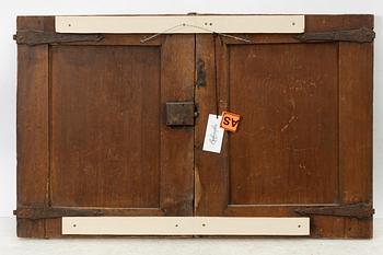 A pair of folk-art cabinet doors mounted as a painting, first part 19th century.