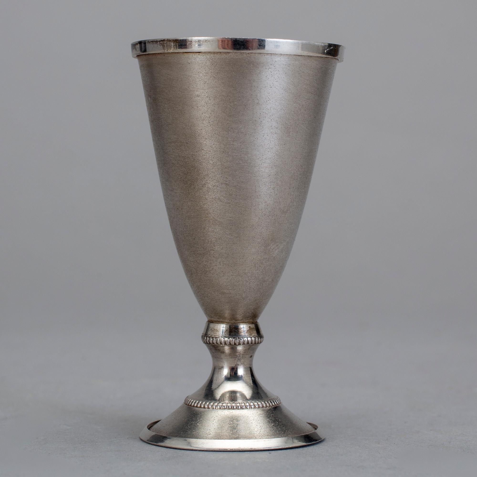 SPRITGLAS, 6 st, silverhalt 875, Sovjetunionen, 1950-tal. Vikt ca 197 g.