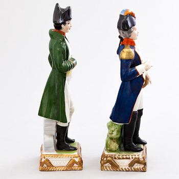Two porcelain figurines, marked Capodimonte, Italy.