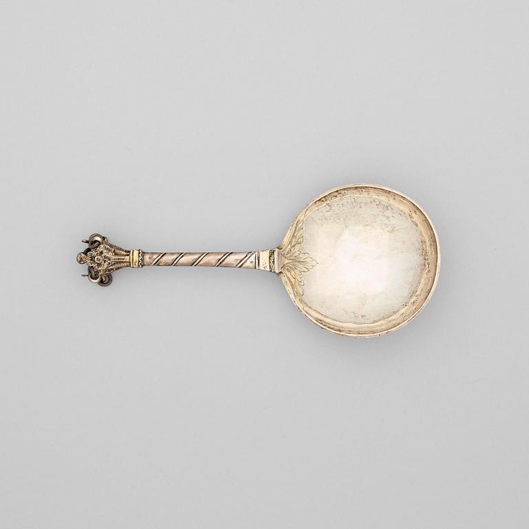 A Swedish 18th century parcel-gilt spoon, marks of Hans Ekeström d ä, Hälsningborg 1729.